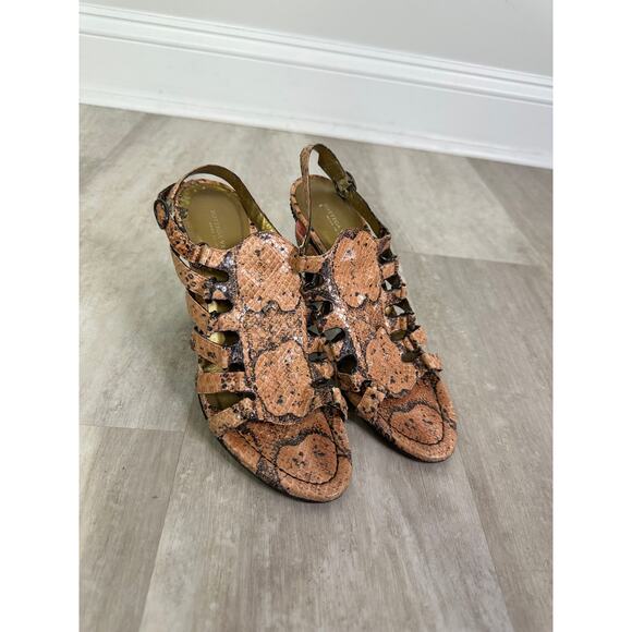 Bottega Veneta Snakeskin Strappy Heels Size 37 - Picture 1 of 12